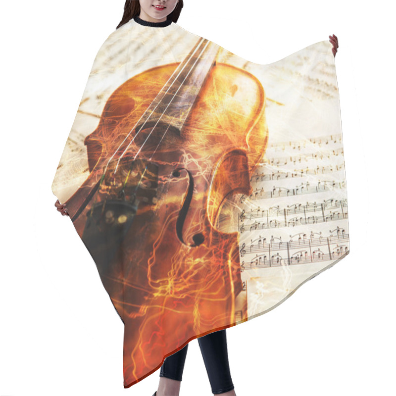 Personality  Old Violin Lying On The Sheet Of Music Hair Cutting Cape