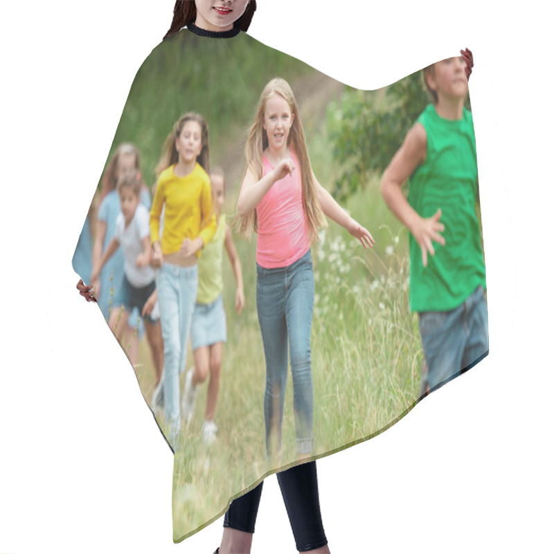 Personality  Kids, Children Running On Green Meadow, Forest. Childhood And Summertime Hair Cutting Cape