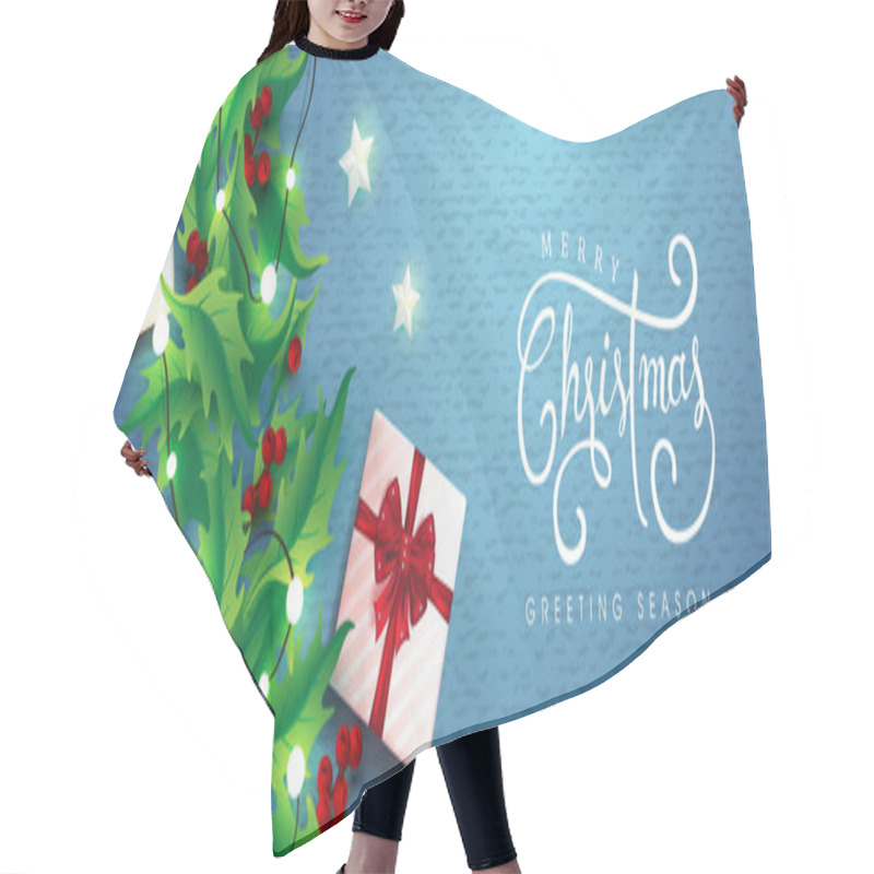 Personality  Vector Merry Christmas And Happy New Year Background Design .Calligraphic Christmas Lettering.Winter Vector Illustration Template. Hair Cutting Cape