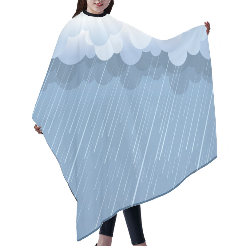 Personality  Rain.Vector Image With Dark Clouds In Wet Day Hair Cutting Cape