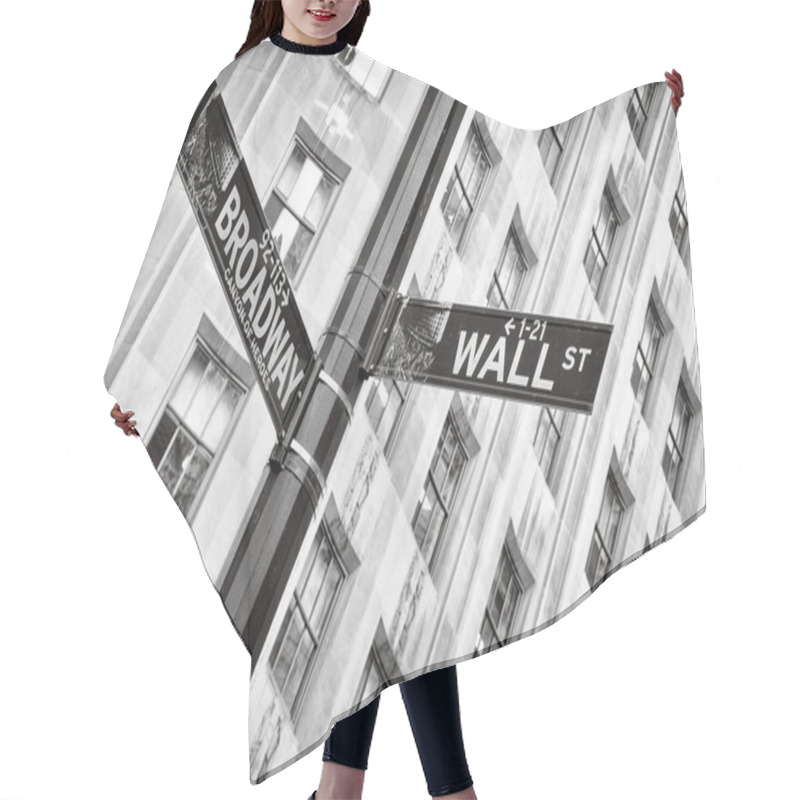 Personality  Wall Street And Broadway Street Sign Black And White, New York Hair Cutting Cape