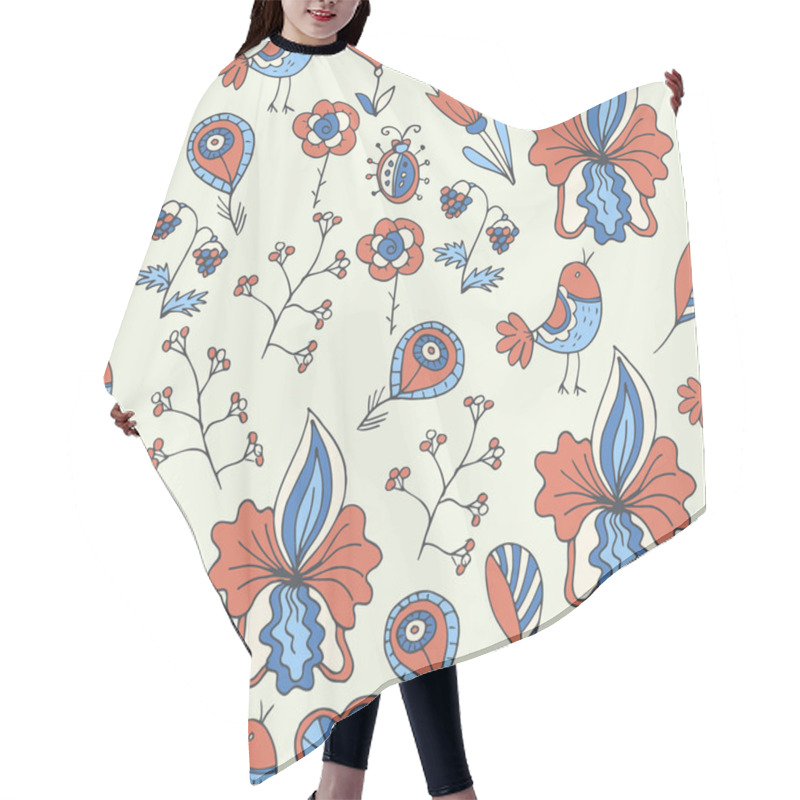 Personality  Endless Pattern With Flowers And Birds Hair Cutting Cape