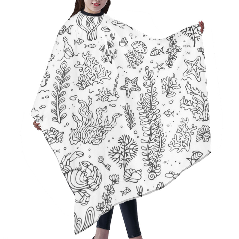 Personality   Summer Pattern Of Sea Life. Hair Cutting Cape