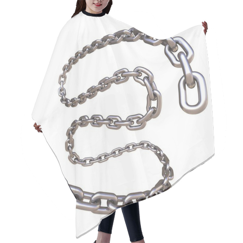 Personality  Metal Chain Curved 3D Rendering Illustration Isolated On White Background Hair Cutting Cape