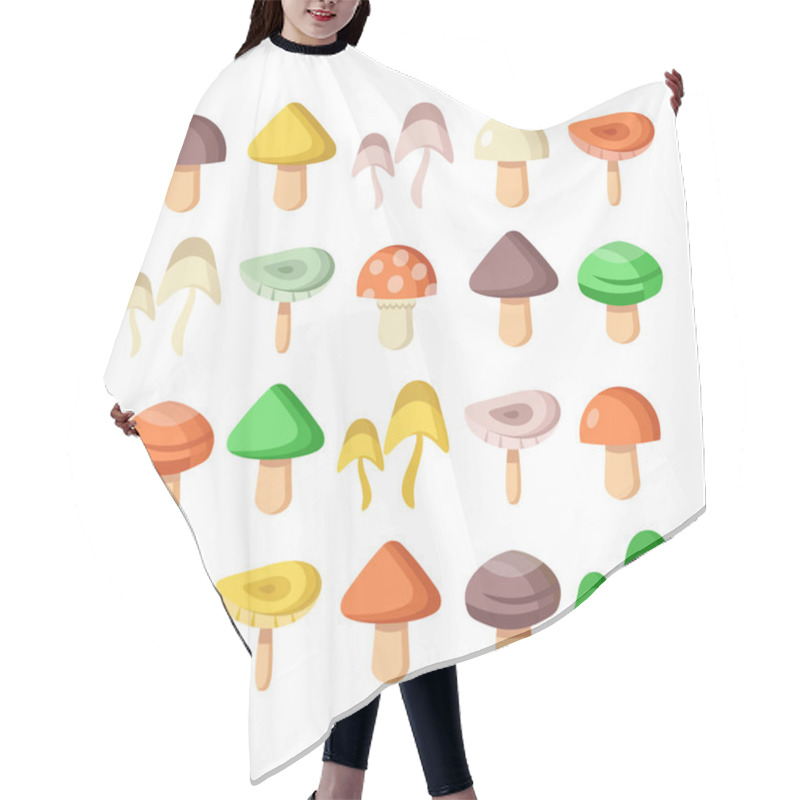 Personality  Mushrooms Vector Flat Icons Set Hair Cutting Cape