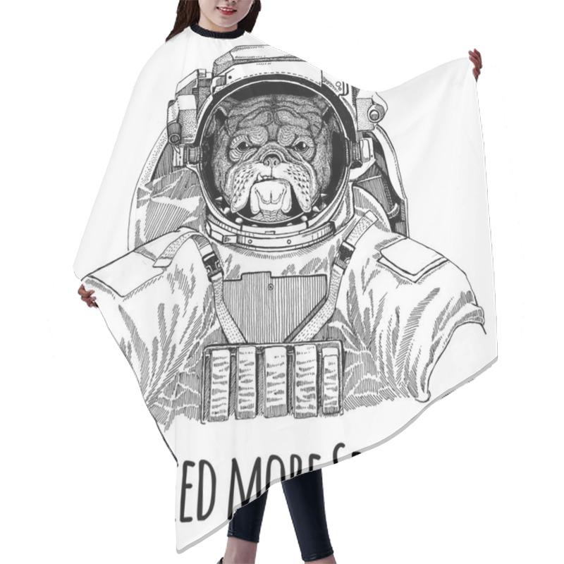 Personality  Bulldog Wearing Space Suit Wild Animal Astronaut Spaceman Galaxy Exploration Hand Drawn Illustration For T-shirt Hair Cutting Cape