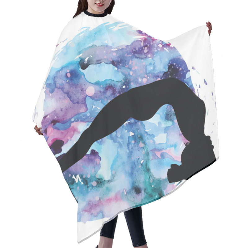 Personality  Women Silhouette. Upward Facing Two-Foot Staff Yoga Pose. Dwi Pada Viparita Dandasana Hair Cutting Cape