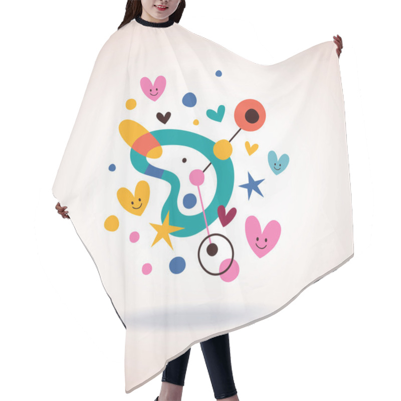 Personality  Abstract Art Illustration With Cute Hearts Hair Cutting Cape