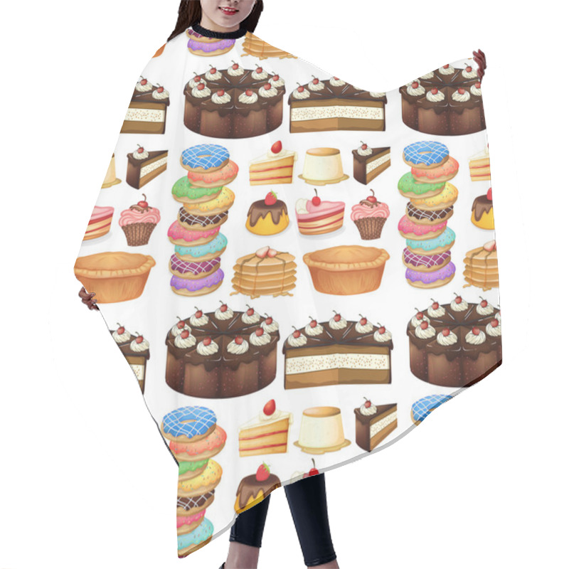 Personality  Seamless Different Kind Of Desserts Hair Cutting Cape