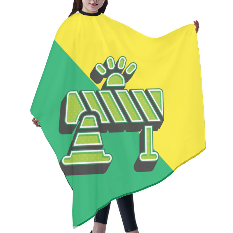 Personality  Barricade Green And Yellow Modern 3d Vector Icon Logo Hair Cutting Cape