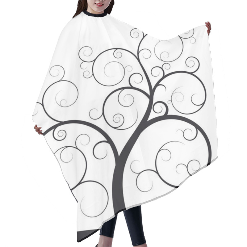 Personality  Black Spiral Tree Hair Cutting Cape