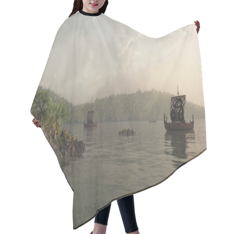 Personality  Longships In The Mist Hair Cutting Cape