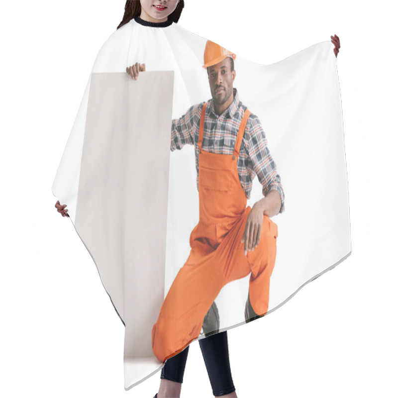 Personality  Builder With Blank White Banner Hair Cutting Cape