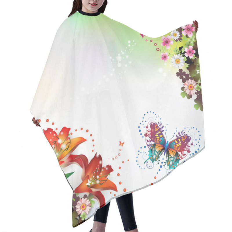 Personality  Butterflies And Flowers Hair Cutting Cape