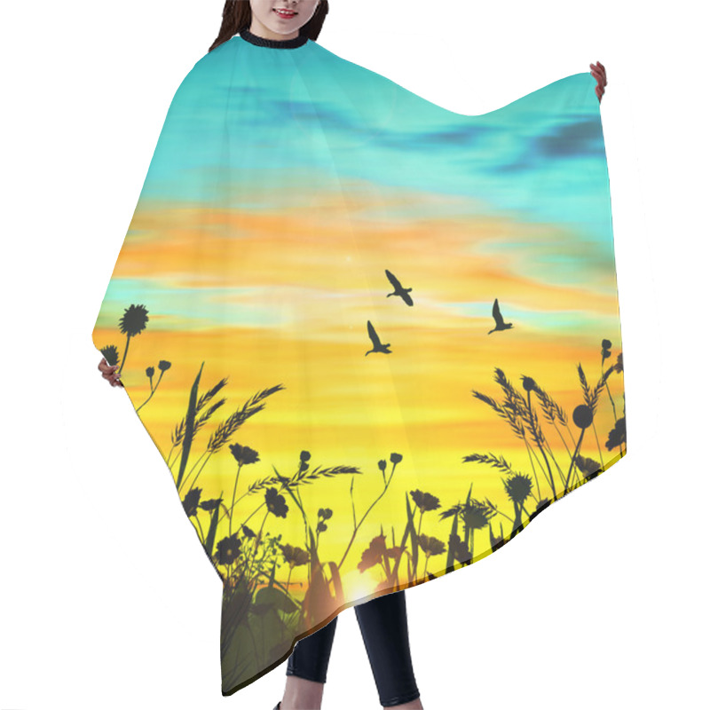 Personality  Beautiful Landscape With Birds Hair Cutting Cape