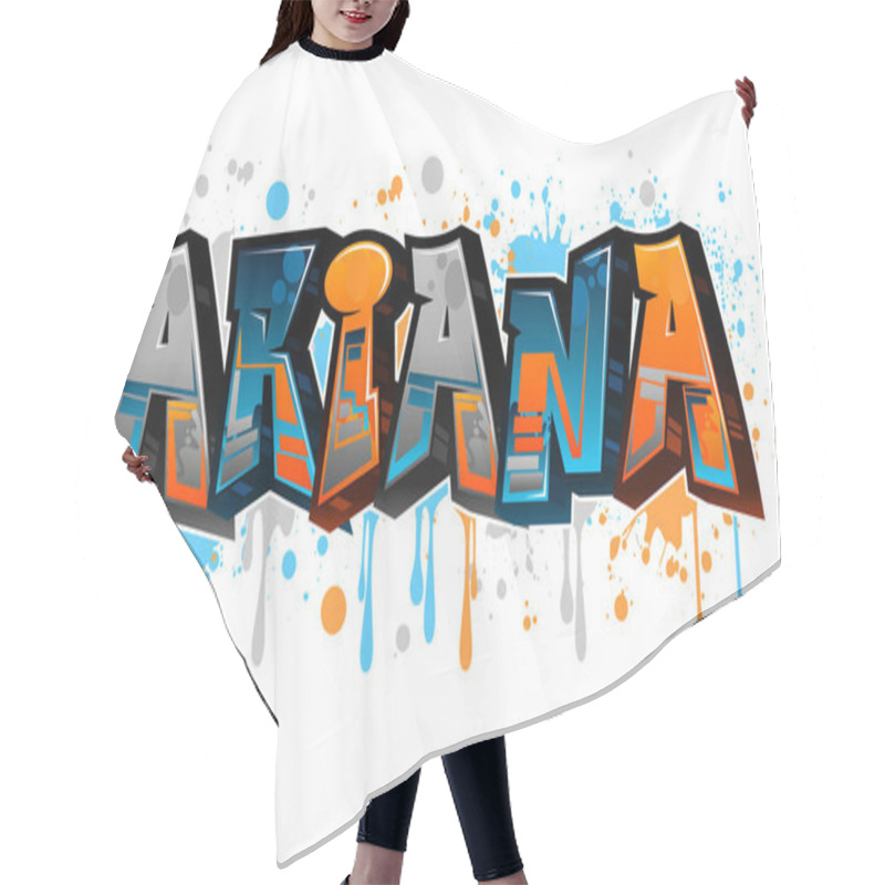 Personality  Graffiti Styled Design For Ariana ....This Graffiti Design Is A Vibrant And Eye-catching Piece That Was Created Using Vector Graphics. The Design Features Bold And Dynamic Lettering That Is Set Hair Cutting Cape