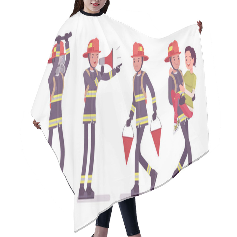 Personality  Young Male Firefighter At Work Hair Cutting Cape