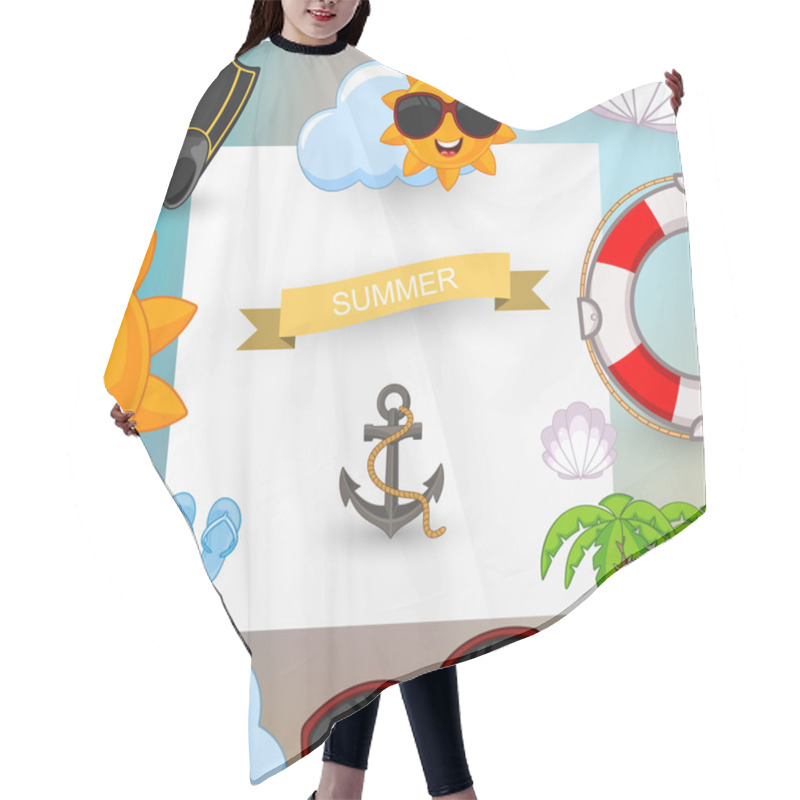 Personality  Build A Summer Theme With Background Sticker Hair Cutting Cape