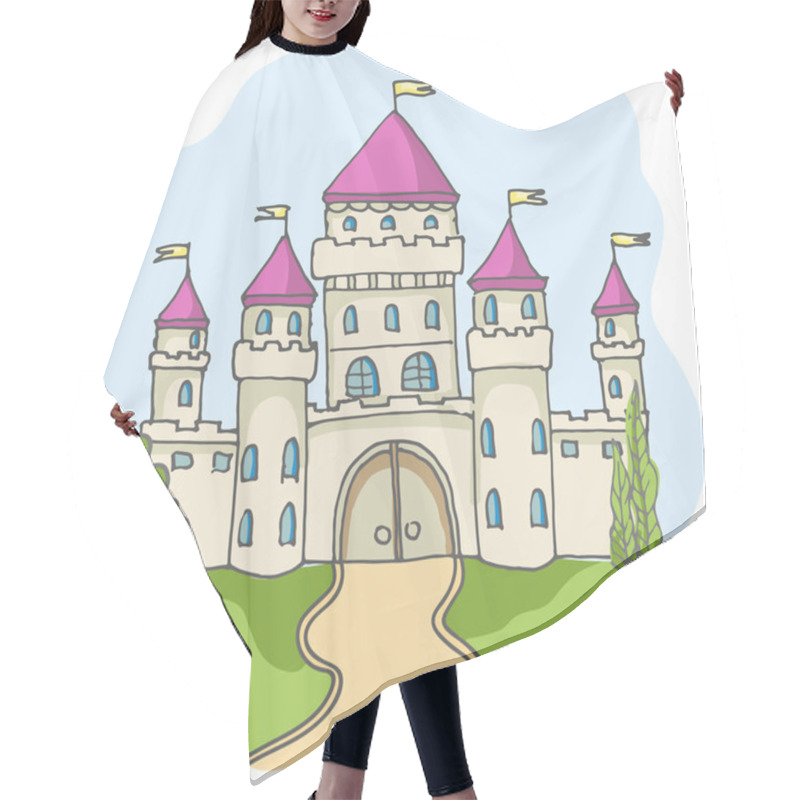 Personality  Cartoon Fairy Tale Castle Icon Hair Cutting Cape