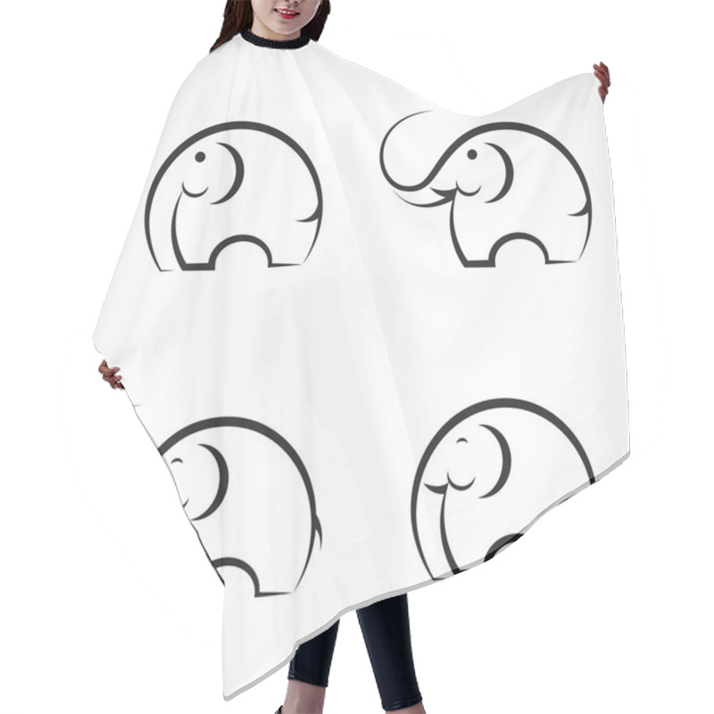 Personality  Set Of Vector Elephant Icons  Hair Cutting Cape