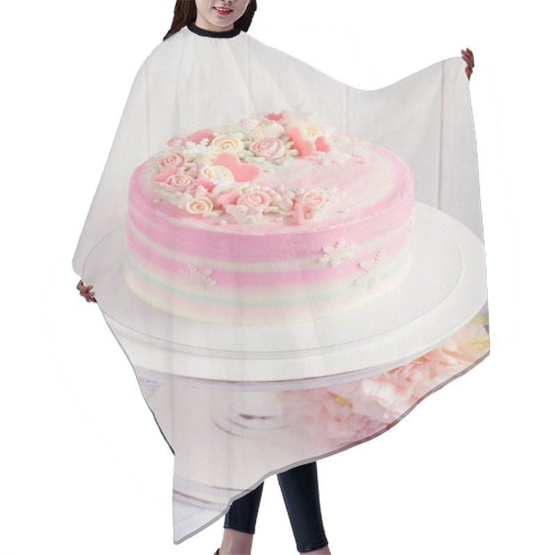 Personality  Pink Valentine Cake Hair Cutting Cape