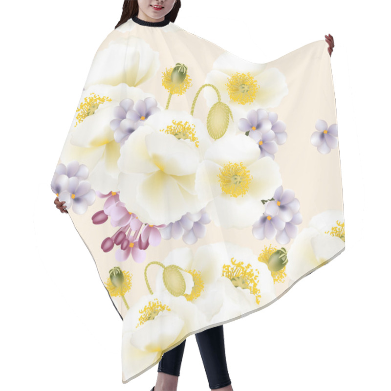 Personality  Floral Vector Seamless Wallpaper With Poppy Flowers Hair Cutting Cape