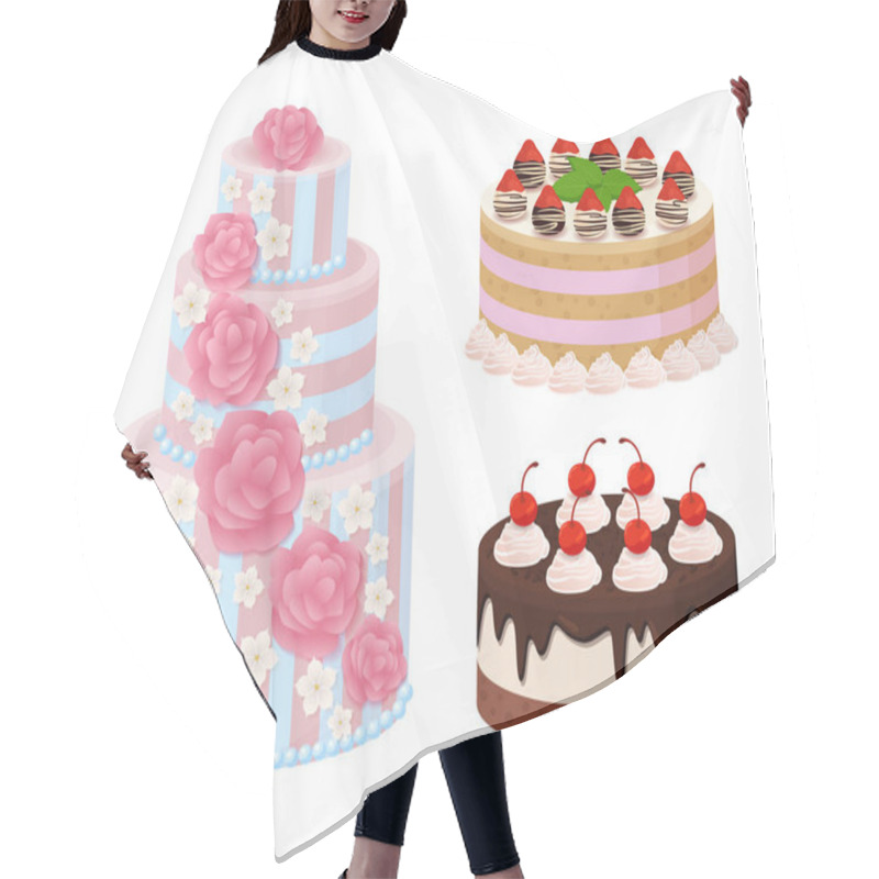 Personality  Sweet Bakery Collection Poster Vector Illustration Hair Cutting Cape