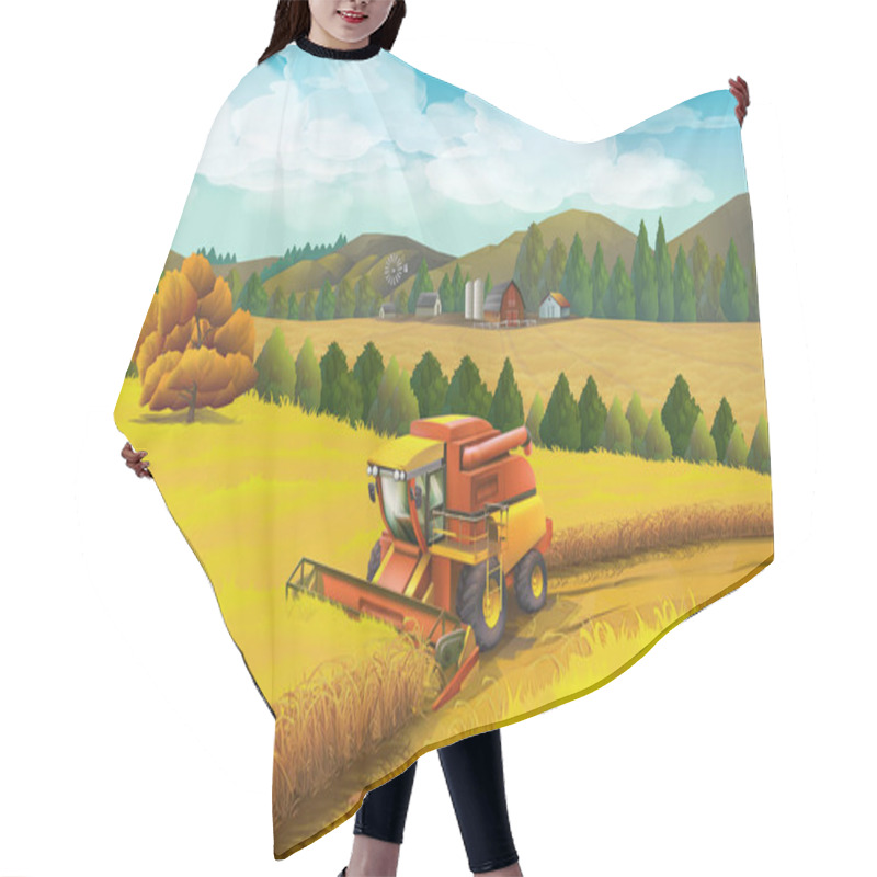 Personality  Farm, Vector Background. Rural Landscape Hair Cutting Cape