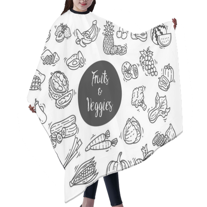 Personality  Fruits And Veggies Doodle Hair Cutting Cape