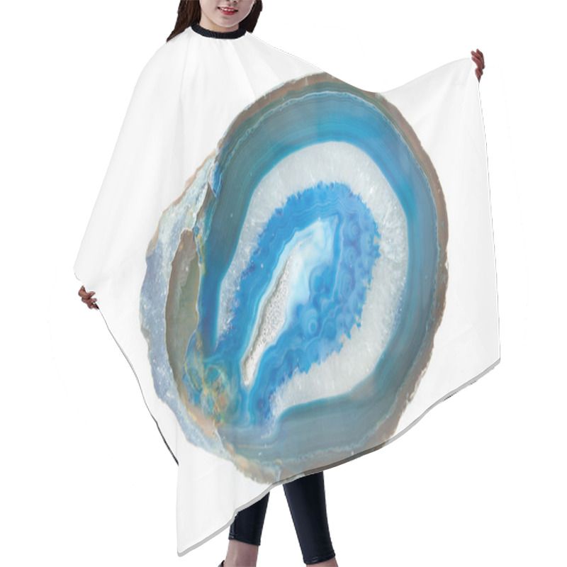 Personality  Section Of A White And Blue Geode In White Background Hair Cutting Cape