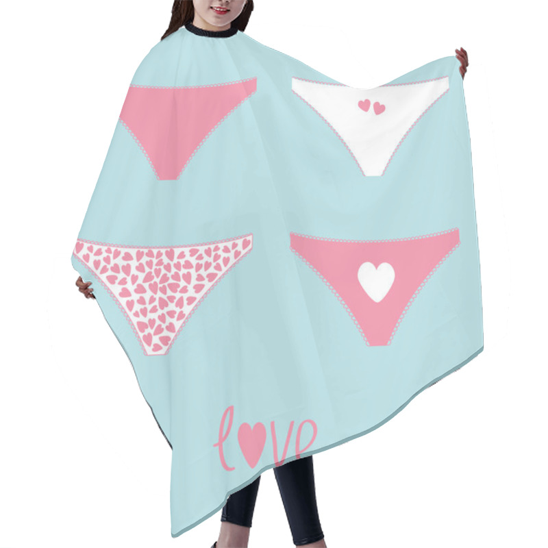 Personality  Set Of Women's Pink Underwear Panties Hair Cutting Cape