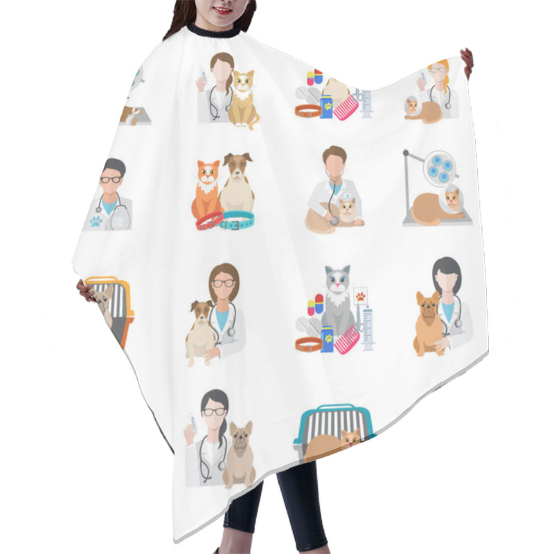 Personality  Veterinary Icon Flat Hair Cutting Cape