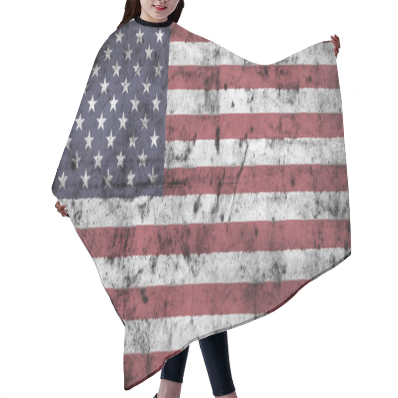 Personality  American Flag With High Detail Of Old Dirty Crumpled Paper . 3D Illustration . Hair Cutting Cape