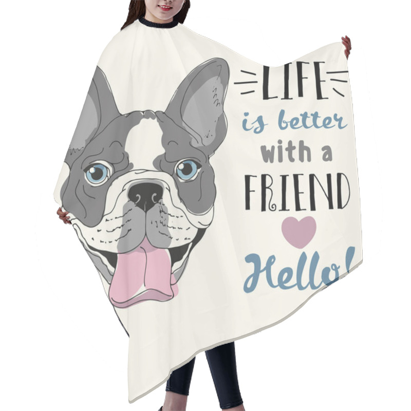 Personality  Hand Drawn Dog Portrait Print For T Shirts, Cards Hair Cutting Cape