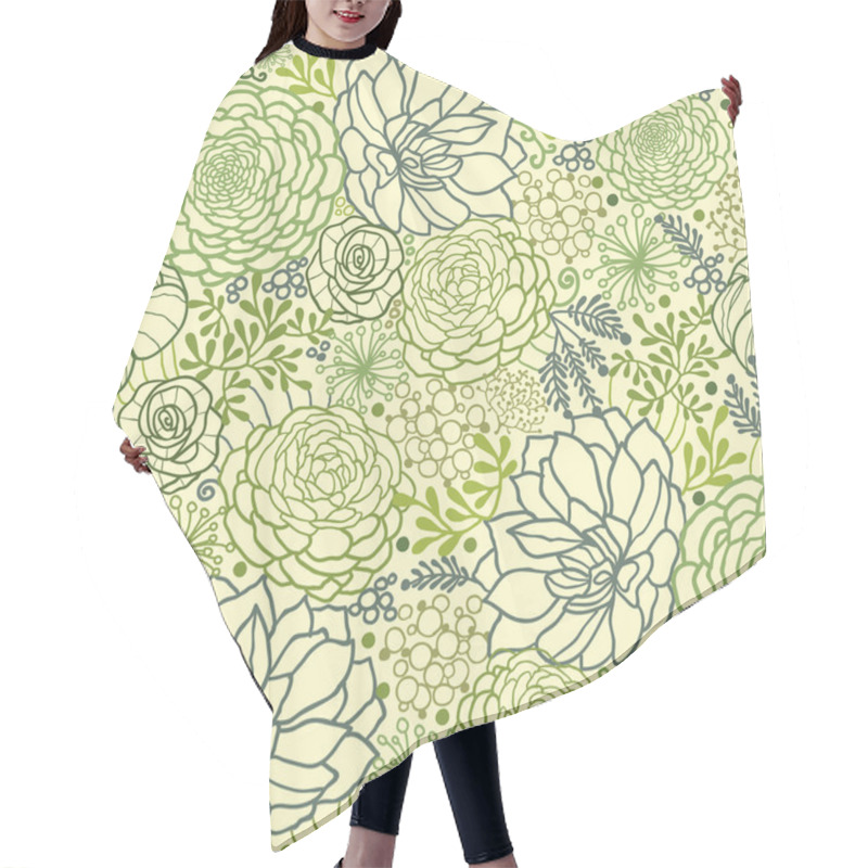 Personality  Green Succulent Plants Seamless Pattern Background Hair Cutting Cape