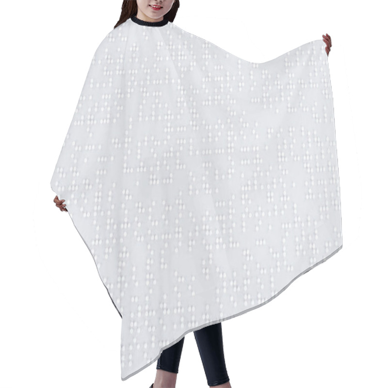 Personality  Top View Of Text In International Braille Code On White Paper Hair Cutting Cape