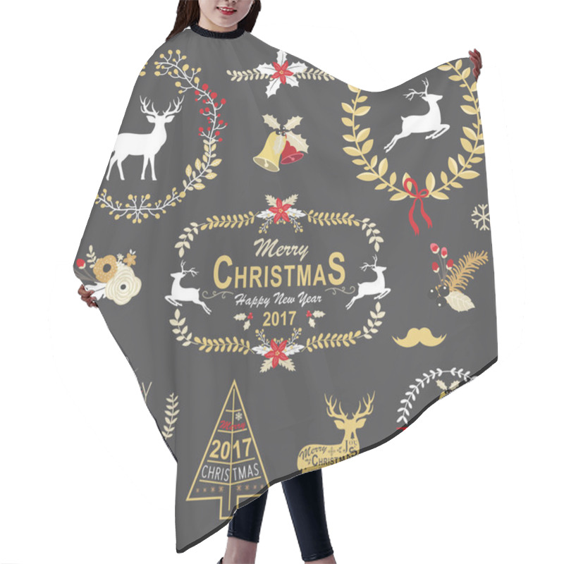 Personality  Gold Christmas Chalkboard Wreath Frame Collection Hair Cutting Cape