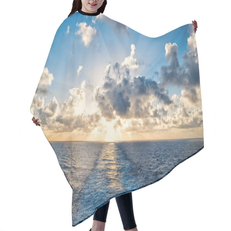 Personality  Water Trail Foaming Behind Boat In Sunset Or Sunrise Hair Cutting Cape