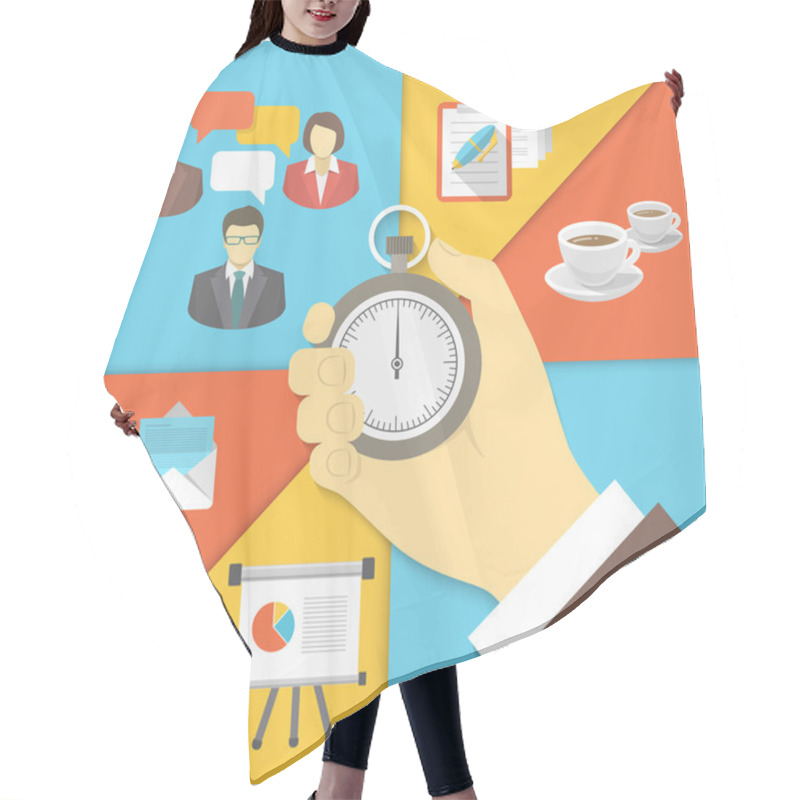 Personality  Time Management Business Concept Hair Cutting Cape