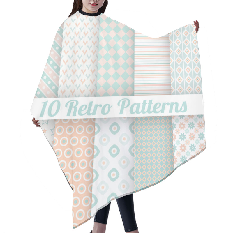 Personality  Pastel Retro Different Vector Seamless Patterns Hair Cutting Cape