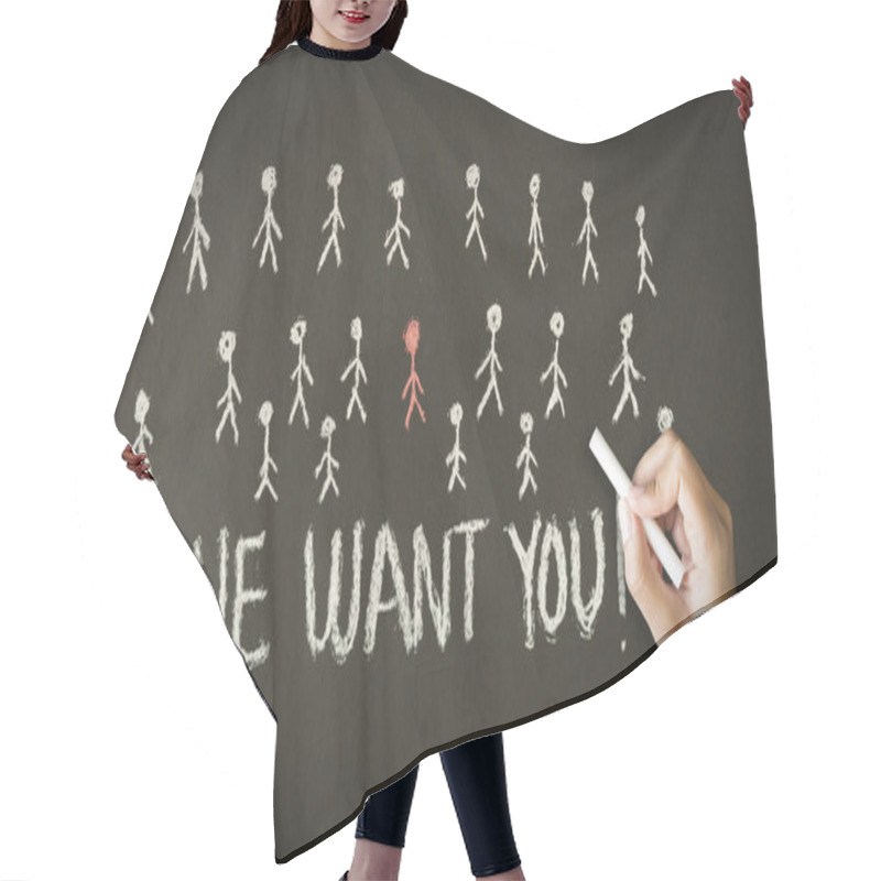 Personality  We Want You Chalk Drawing Hair Cutting Cape