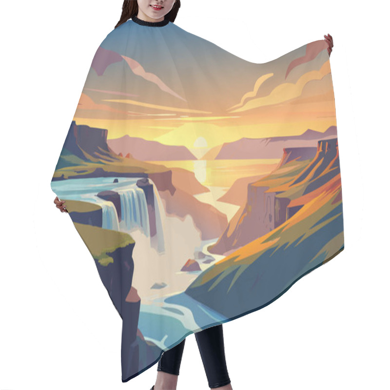 Personality  Beautiful Landscape Of Iceland. Vector Illustration Hair Cutting Cape