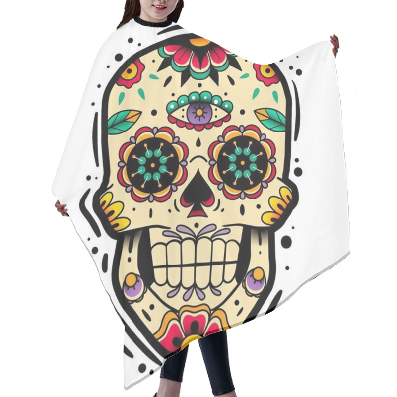 Personality  Traditional Mexican Sugar Skull Hair Cutting Cape