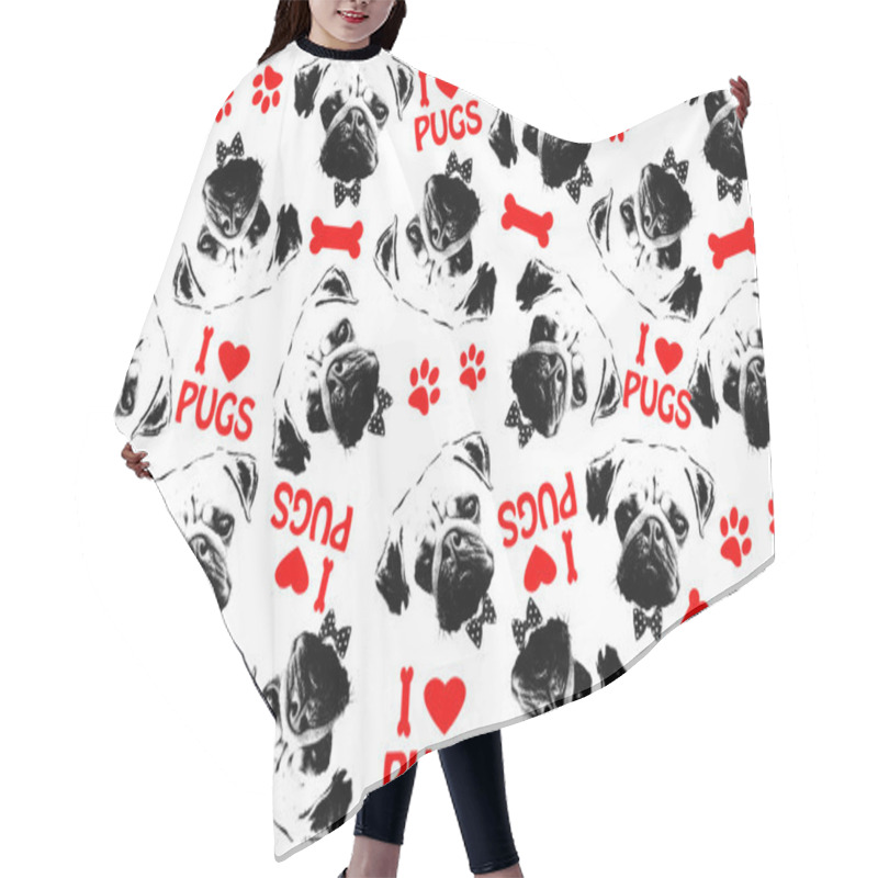 Personality  Black,red And White Graphic Style Pug Dogs Background Hair Cutting Cape