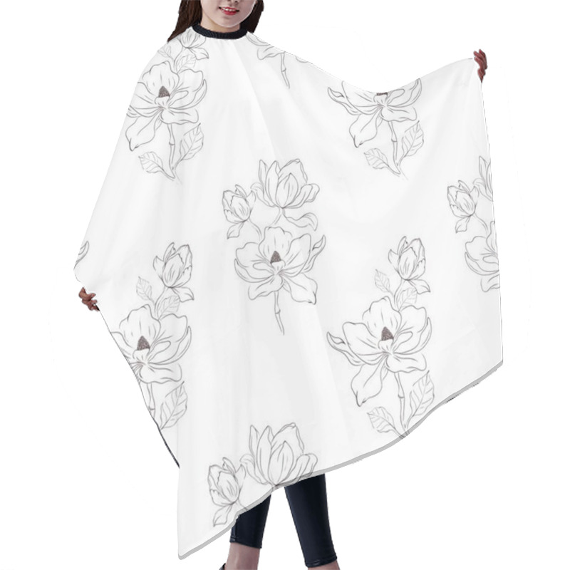 Personality  Delicate Magnolia Flowers Create A Seamless Pattern Ideal For Fabric, Packaging, And Wallpaper Applications. Hair Cutting Cape