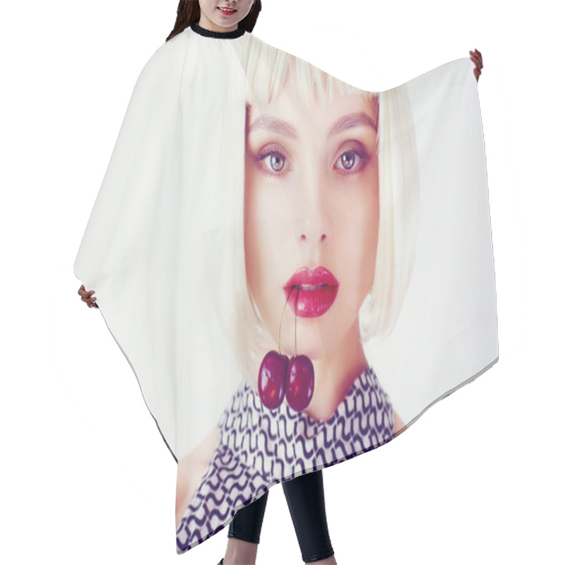 Personality  Girl With Cherries In The Mouth Hair Cutting Cape