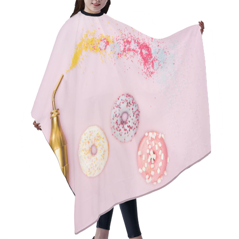 Personality  Food Styling Concept With Donuts  Hair Cutting Cape