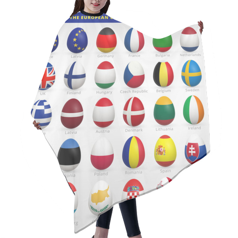 Personality  Easter Eggs Set With EU Flags Hair Cutting Cape