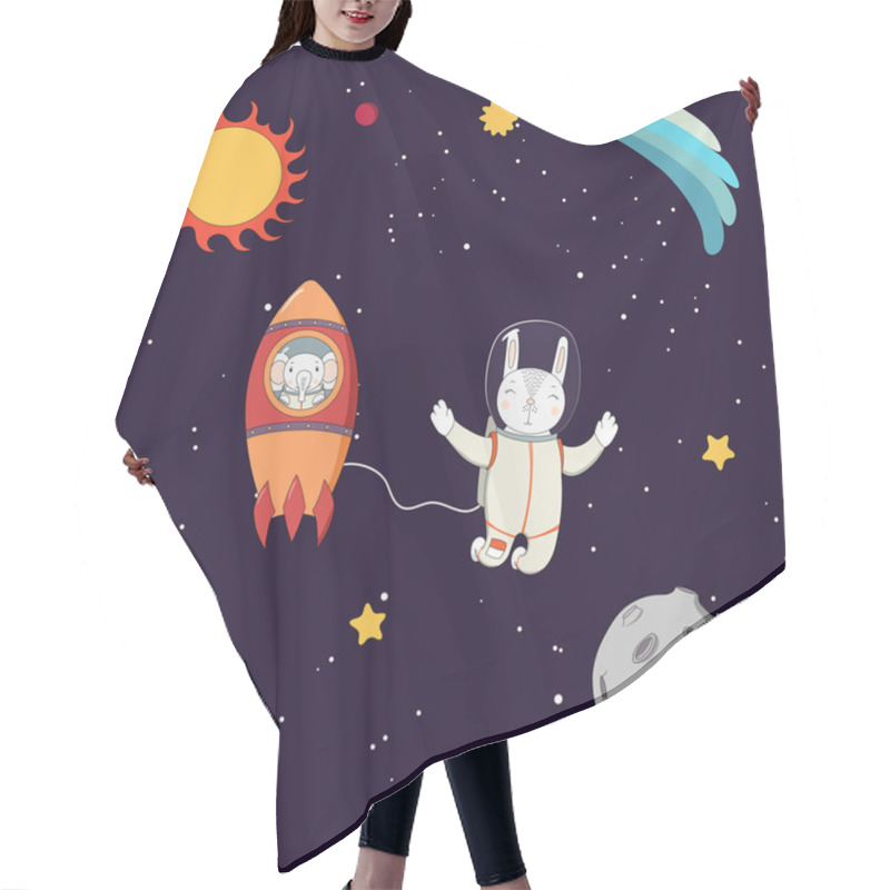 Personality  Cute Animal Astronauts In Space Hair Cutting Cape