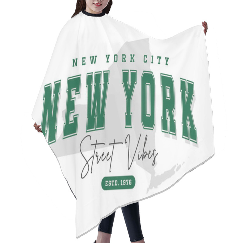 Personality  New York T-shirt Design. Slogan T-shirt Print Design In American College Style. Athletic Typography For Tee Shirt Print In University And College Style. Vector Hair Cutting Cape